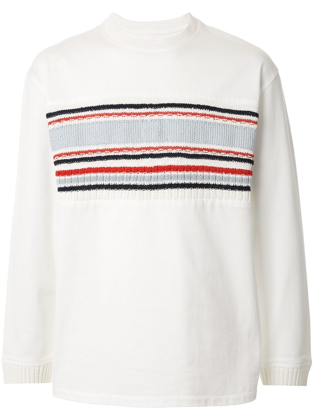 Coohem Long Sleeve Knit Panel T-shirt In White