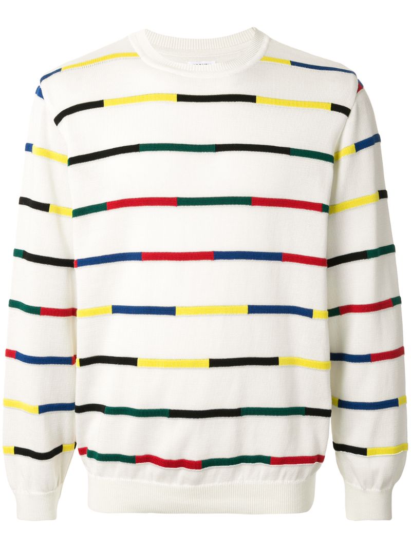 Coohem Knitted Colour Blocked Jumper In White