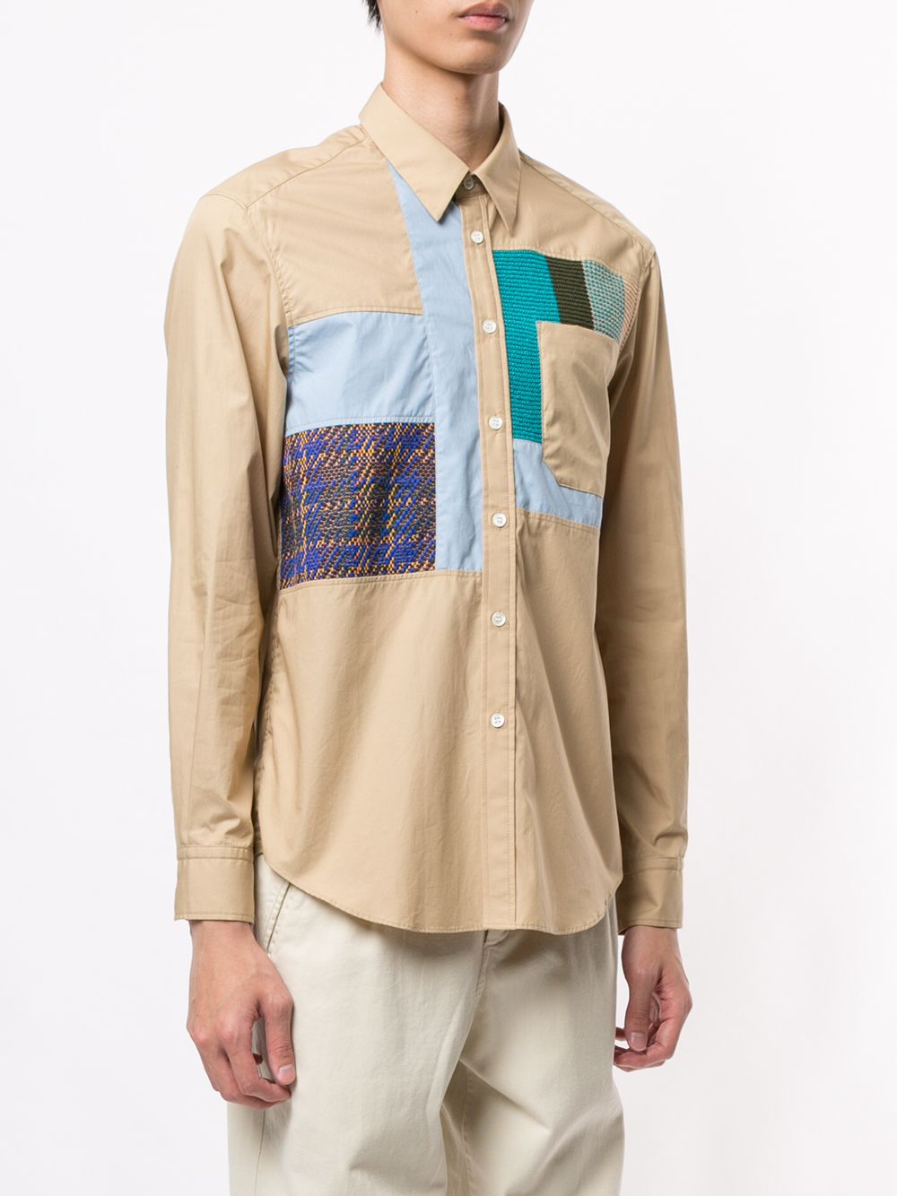 фото Coohem long sleeve tweed patchwork shirt