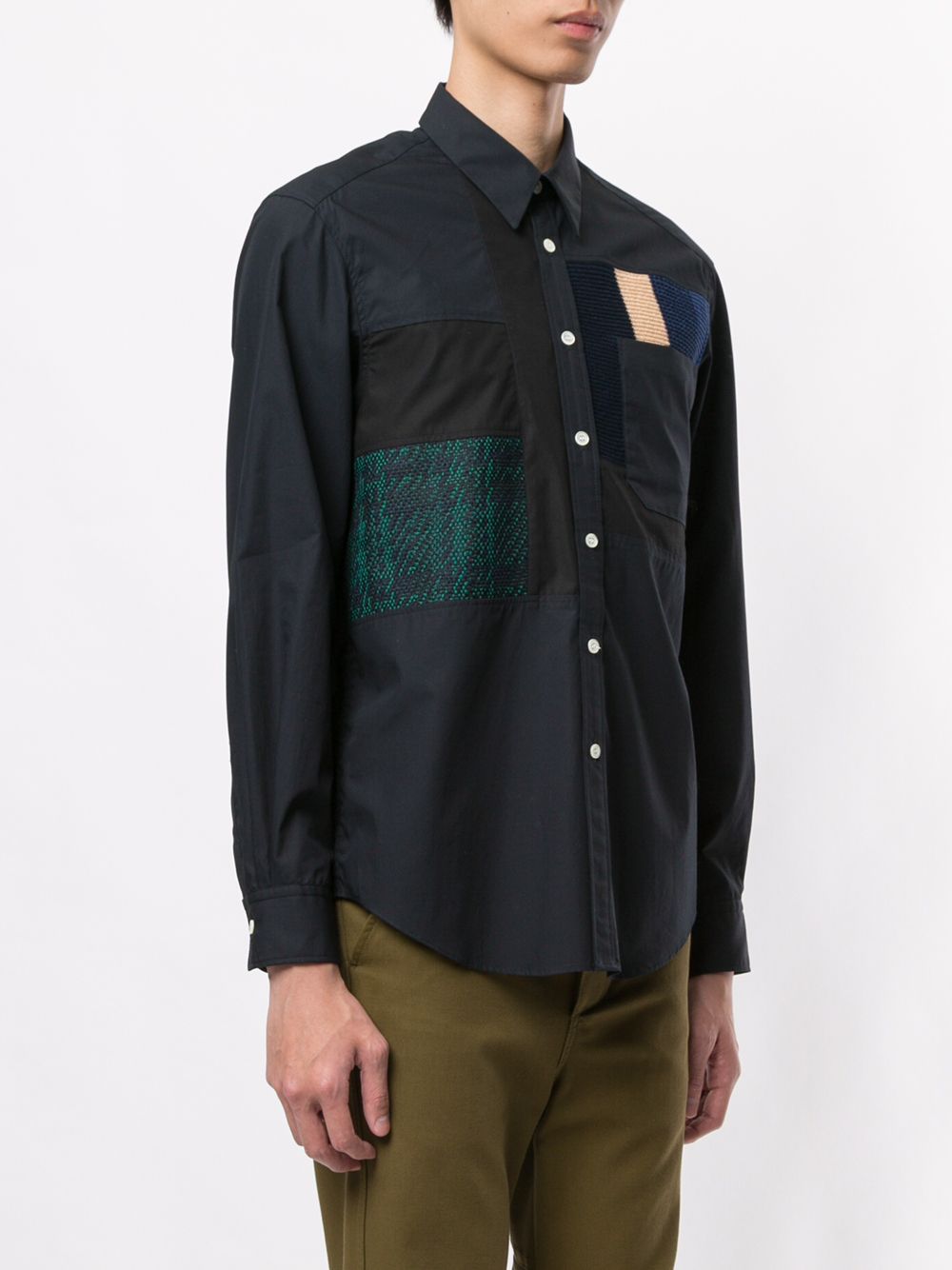 фото Coohem long sleeve tweed patchwork shirt