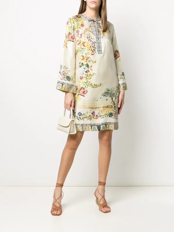 silk shift dress with sleeves