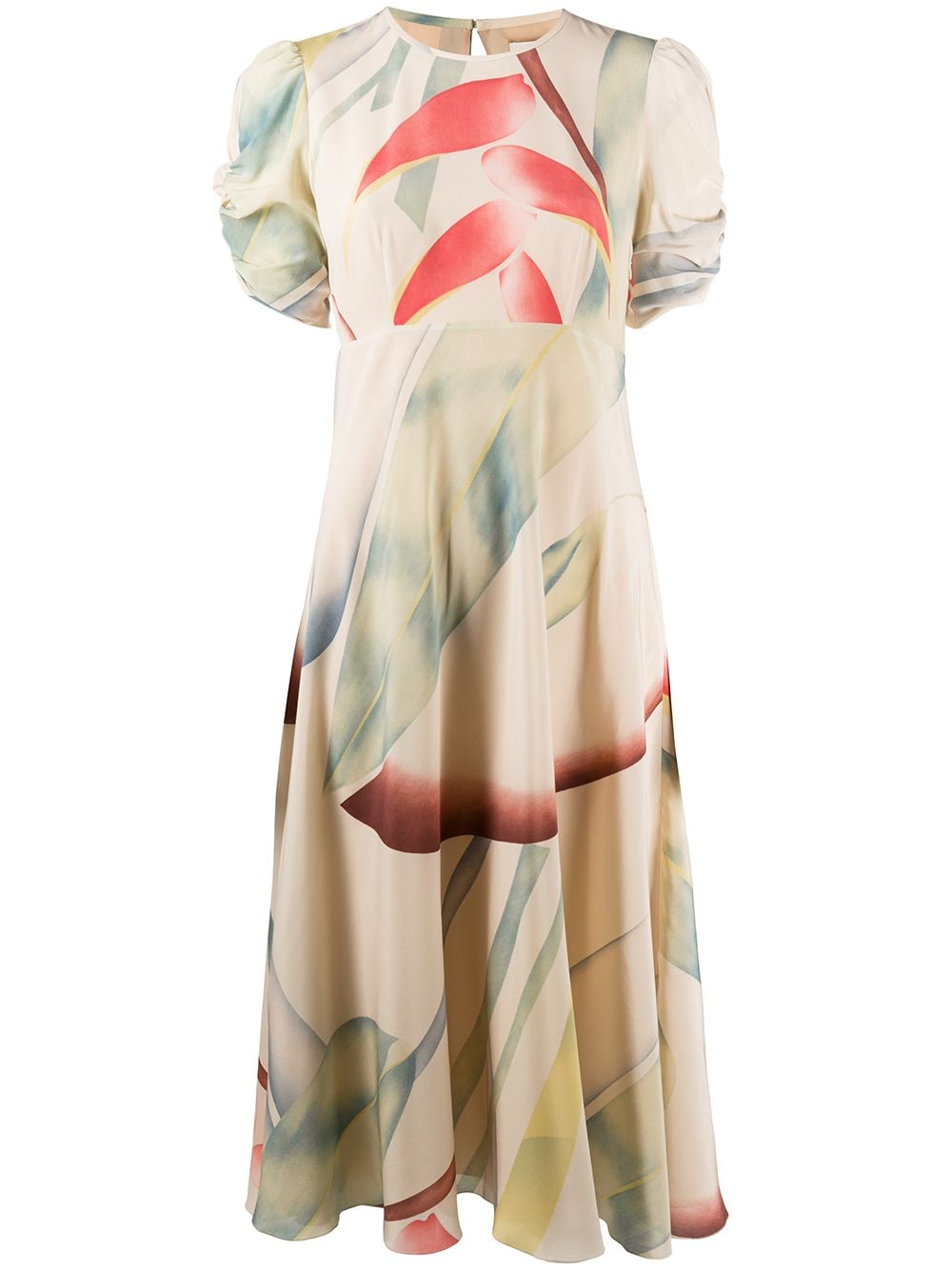 ETRO SILK RUCHED SLEEVE MIDI DRESS