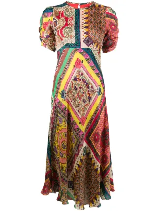 chain patchwork print dress