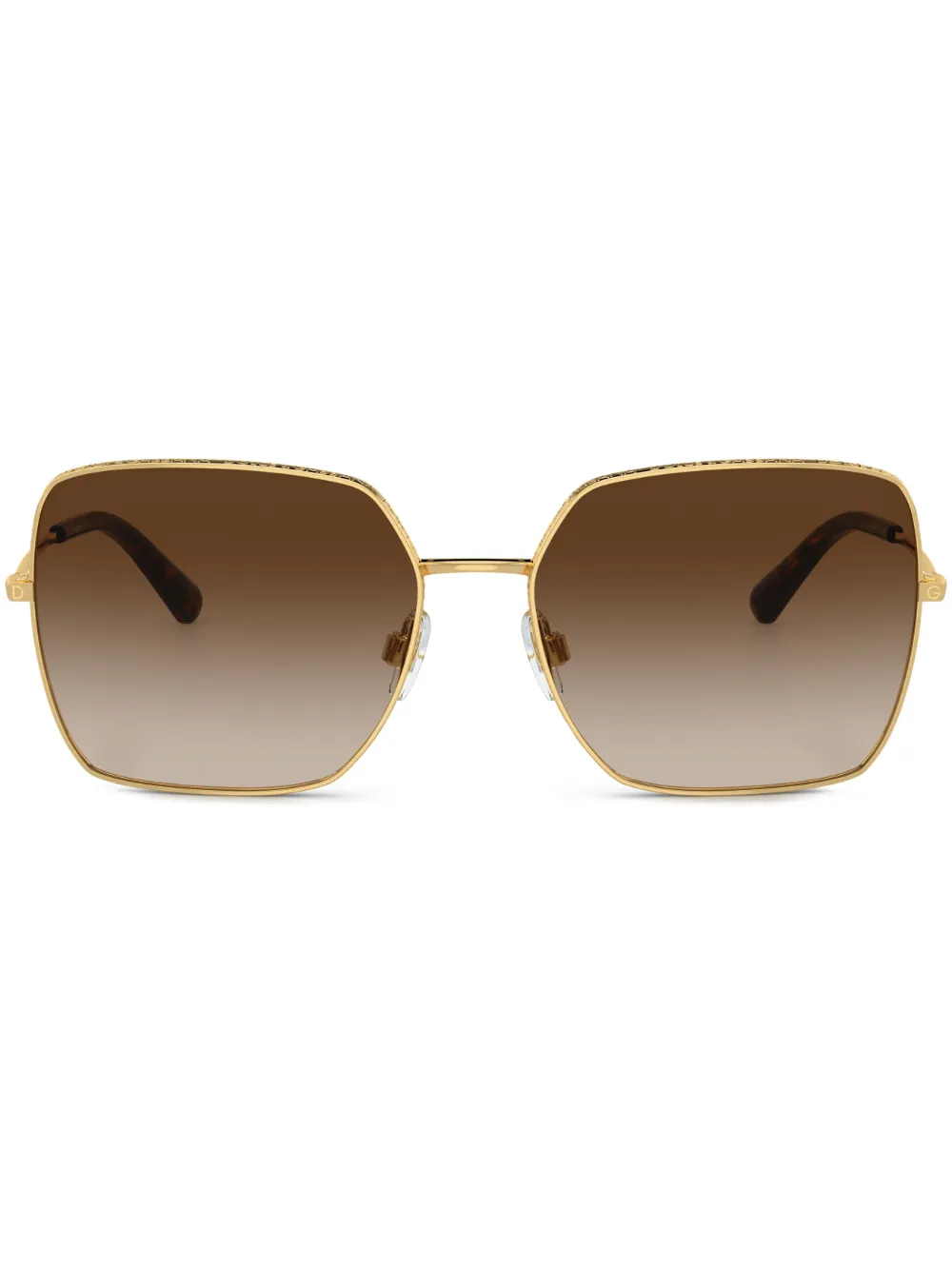 Dolce & Gabbana Eyewear ロゴフレーム サングラス - ゴールドトーン Dolce & Gabbana Eyewear ロゴフレーム サングラス - ゴールドトーン