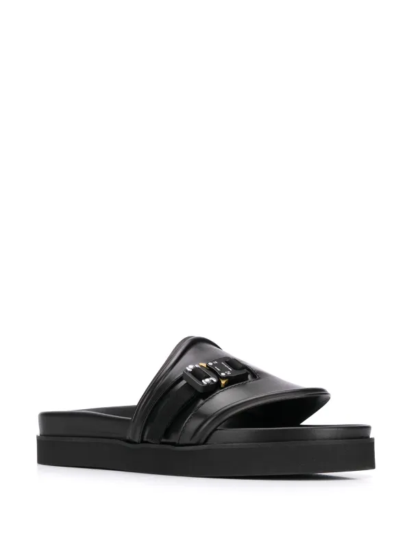 1017 ALYX 9SM Rollercoaster Buckle Slides | Black | FARFETCH