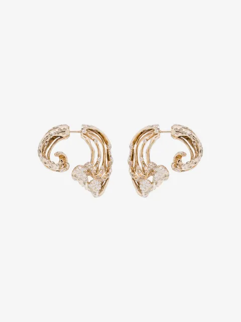 Bibi van der Velden 18kt yellow gold wave diamond earrings