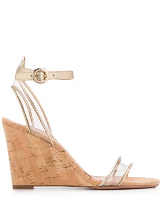 aquazzura minimalist pvc & leather cork wedges