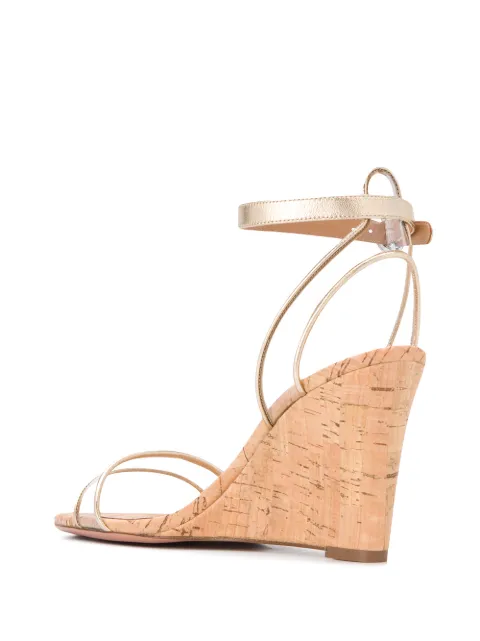 aquazzura minimalist pvc & leather cork wedges