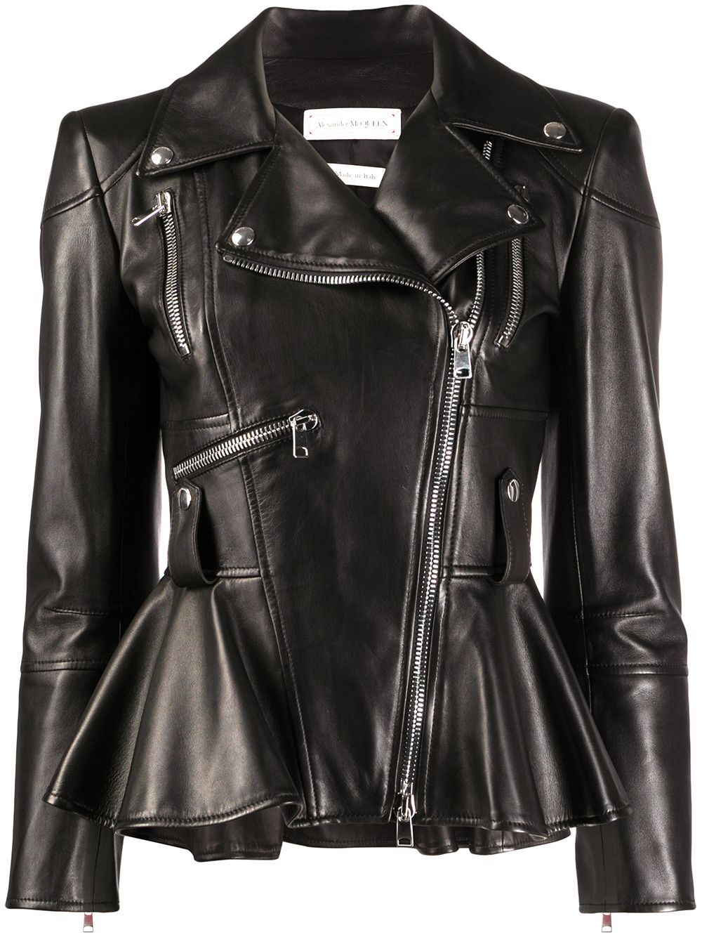 ALEXANDER MCQUEEN PEPLUM HEM BIKER JACKET