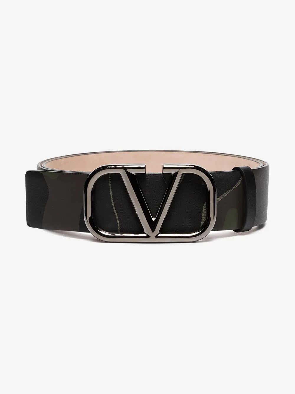 VALENTINO GREEN VLOGO CAMOUFLAGE LEATHER BELT,TY0T0Q87JGA14811662