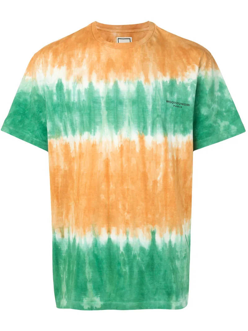 tie-dyed cotton t-shirt in 733o orange