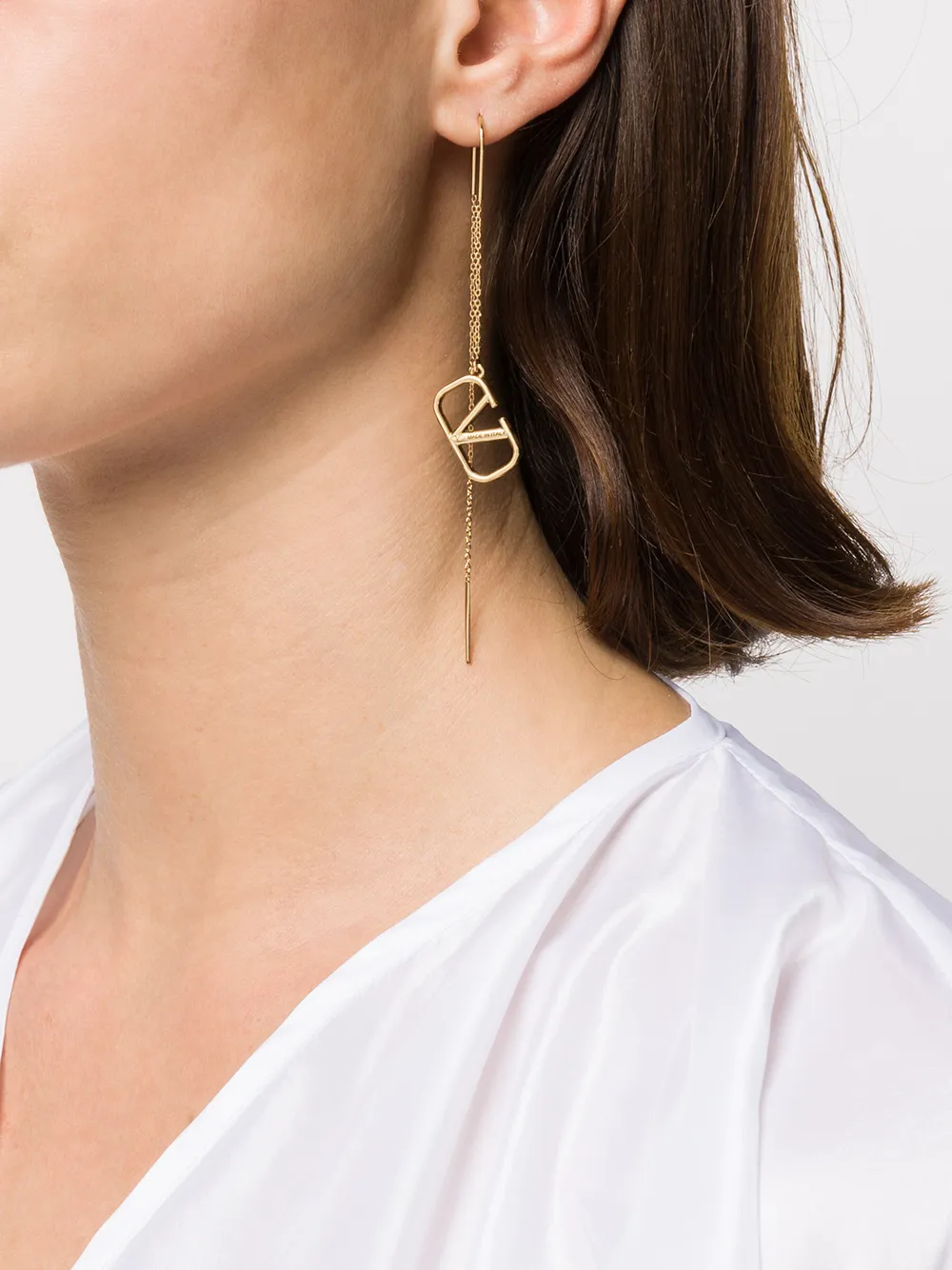 Shop Valentino Vlogo Signature Drop Earrings In Gold