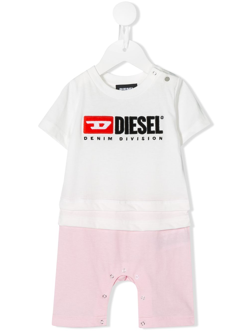 Shop Diesel Embroidered Logo Romper In White