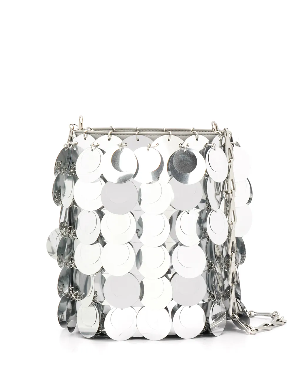 Click to view more detailed imagery on our partner's website Paco Rabanne Sparkle Bucket Bag In Grey