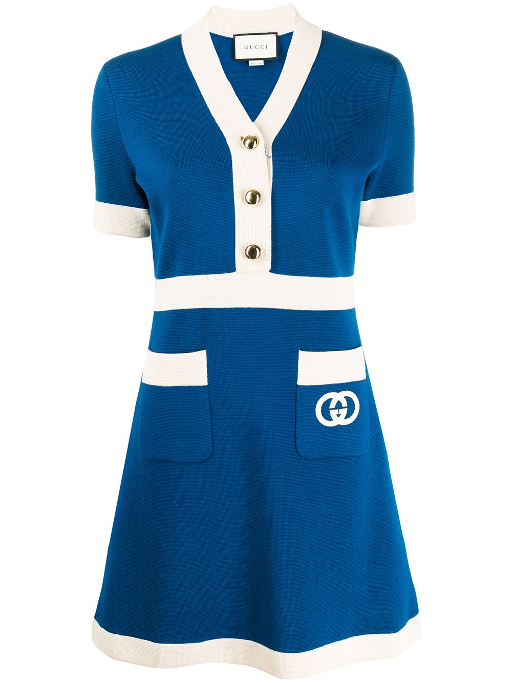 Gucci Short Sleeve Tennis Mini Dress In Blue | ModeSens