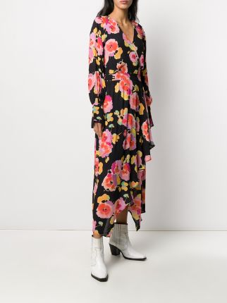 wrap front floral print dress展示图