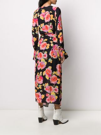 wrap front floral print dress展示图