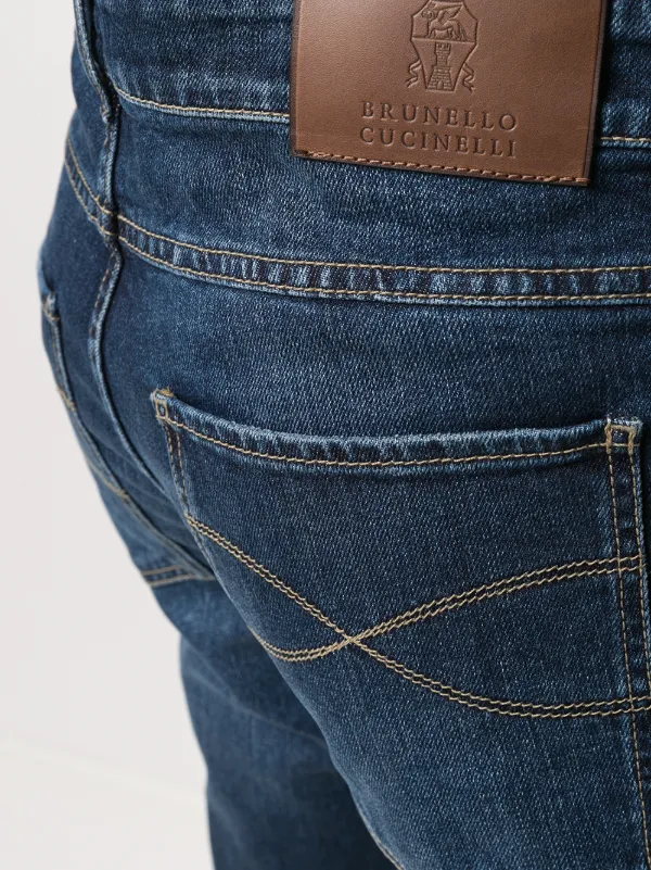 デニム・ジーパン Brunello Cucinelli Stonewashed Stretch Cotton Denim Jeans Brunello Cucinelli slim-fit Stonewashed Jeans | Blue | FARFETCH