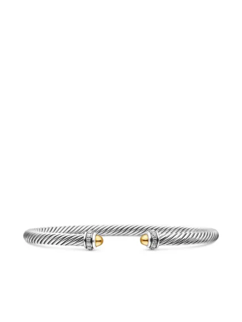 David Yurman 18kt yellow gold and sterling silver Classic Cable diamond bracelet (4mm)