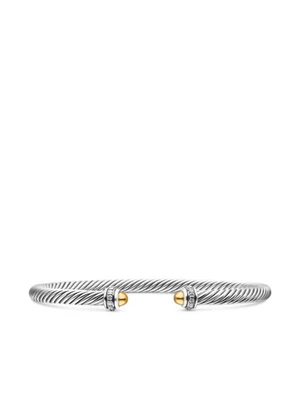 David Yurman 18kt Yellow Gold and Sterling Silver Classic Cable Diamond Bracelet (4mm)