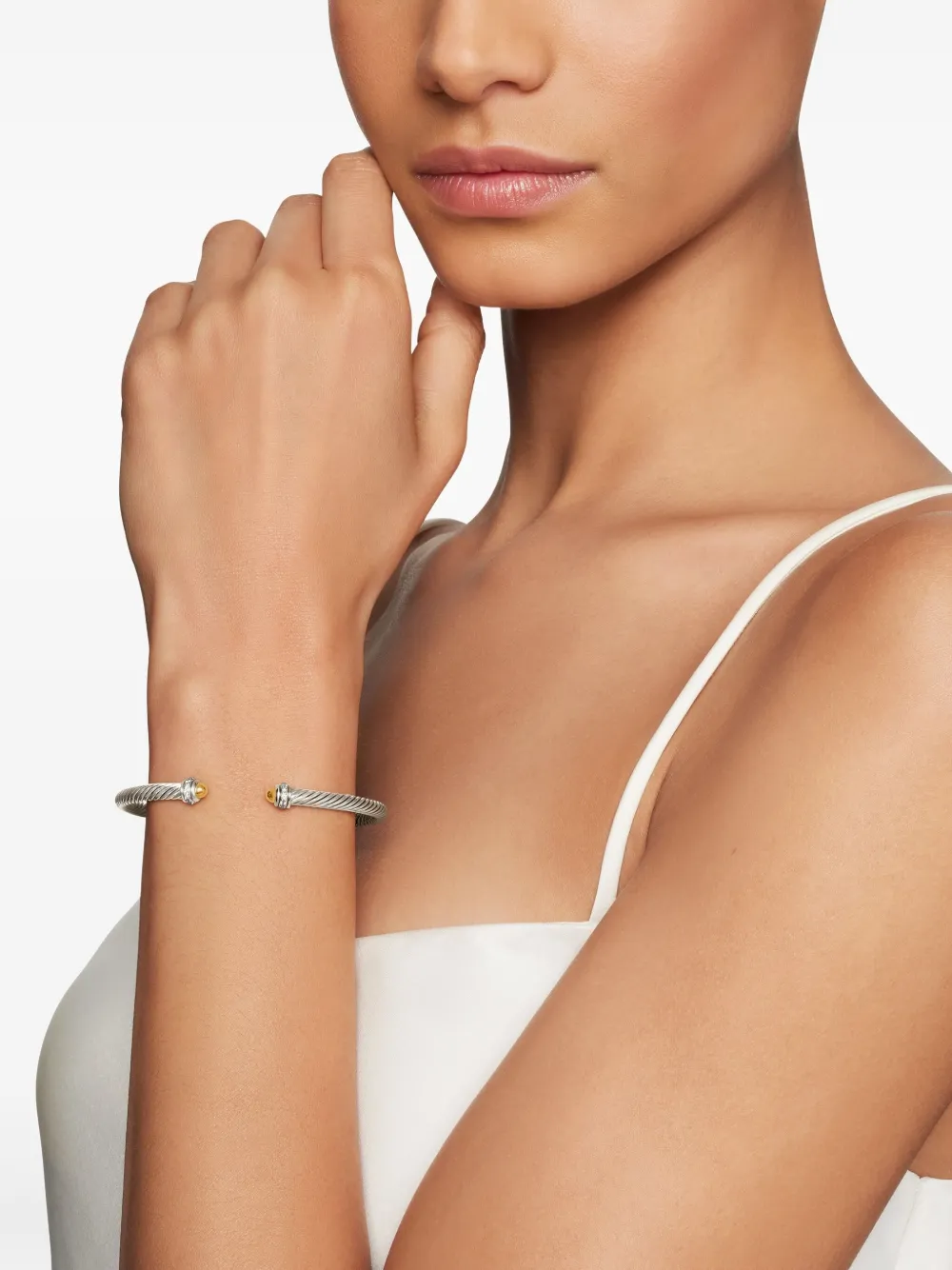 David Yurman 18kt yellow gold and sterling silver Classic Cable diamond bracelet (4mm) | Image 2