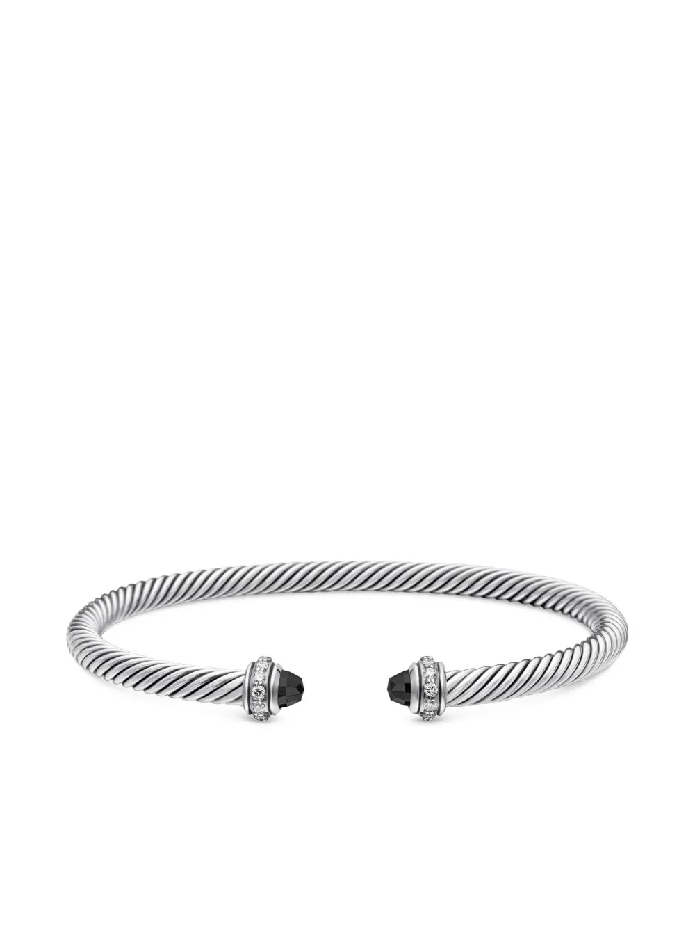 Sterling Silver Classic Cable Diamond Bracelet (4mm)