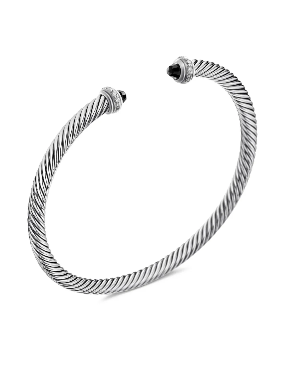 Sterling Silver Classic Cable Diamond Bracelet (4mm)