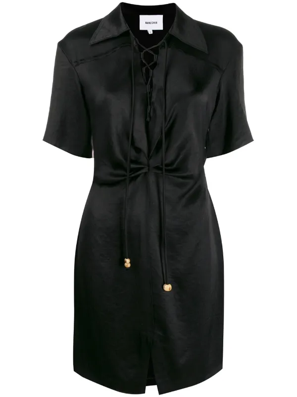 Shop black Nanushka Etta mini dress 