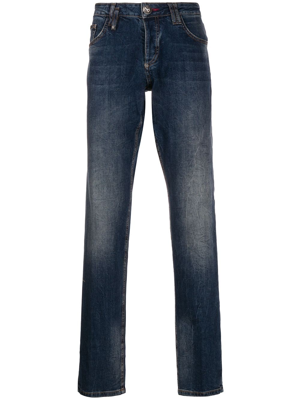 Philipp Plein Supreme Mid-rise Straight Jeans In Blue