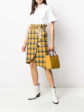 high-waisted check wrap skirt展示图