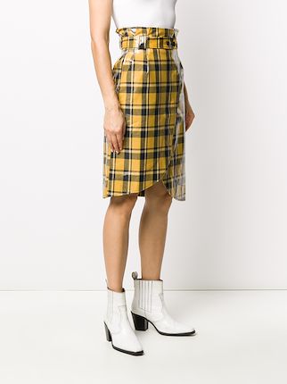 high-waisted check wrap skirt展示图