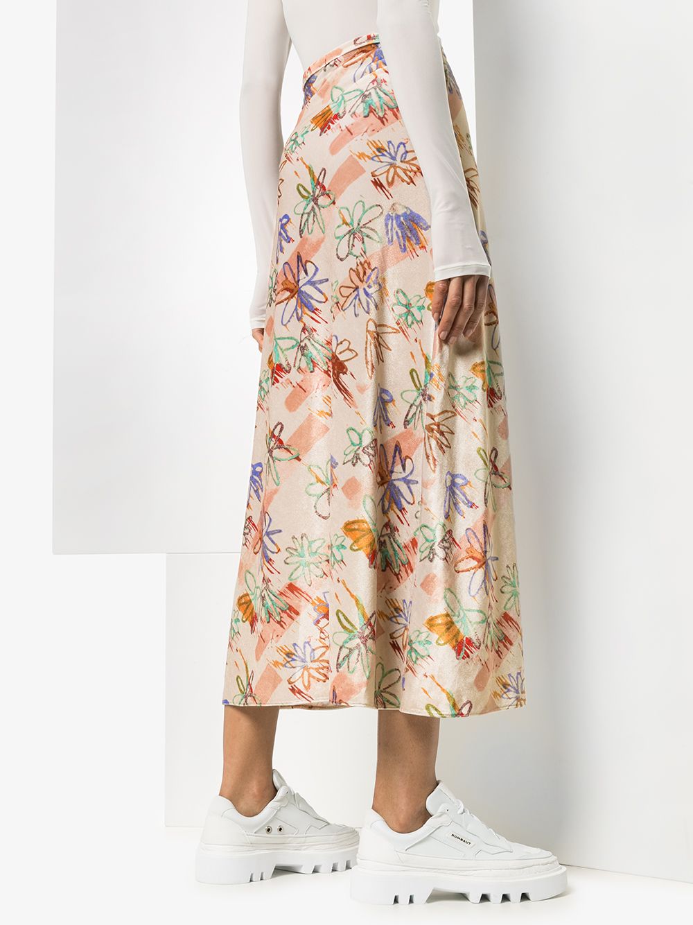 фото Collina strada бархатная юбка с цветочным принтом