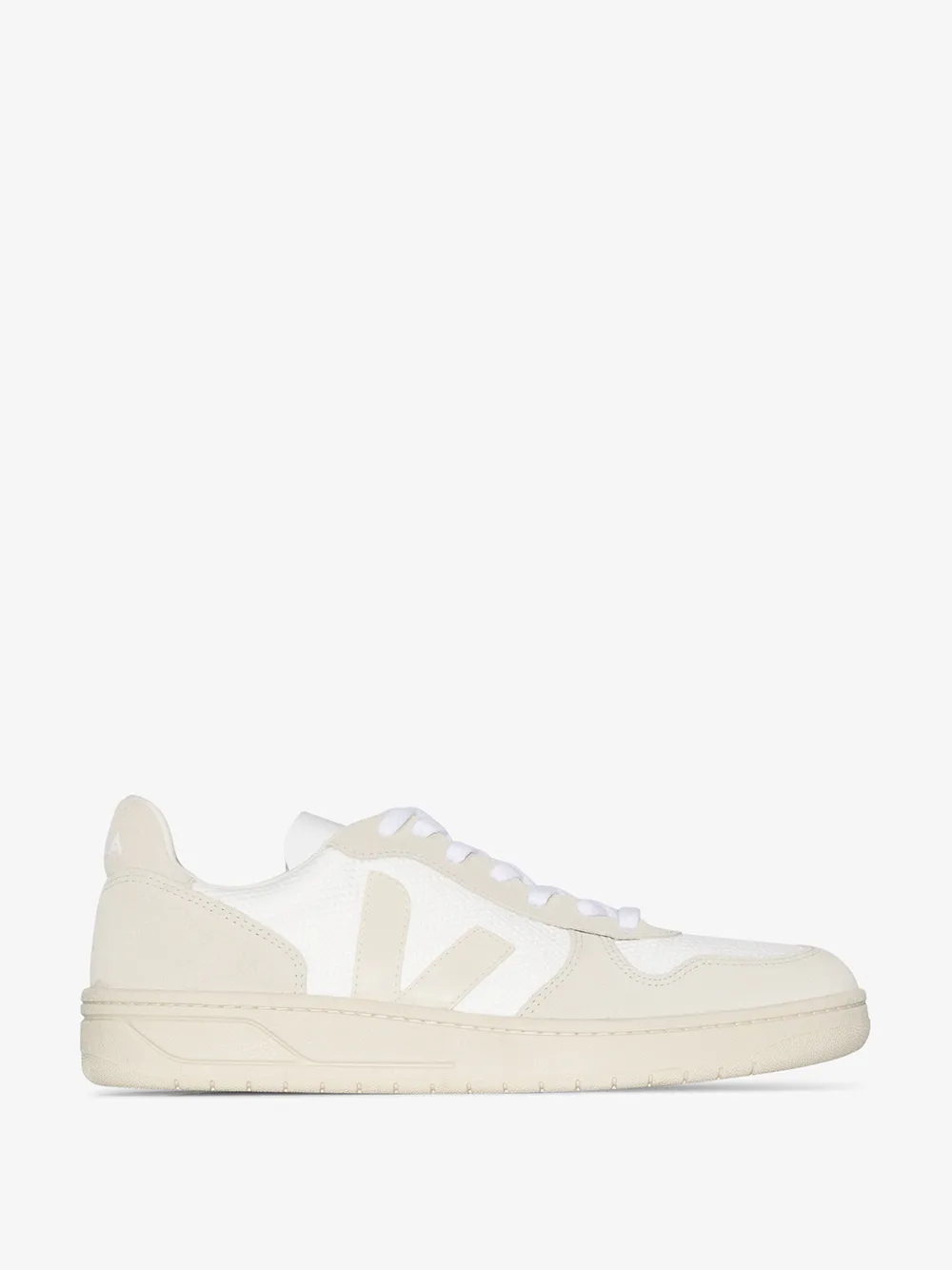 Veja V-10 Rubber-trimmed Suede And B-mesh Sneakers In Weiss