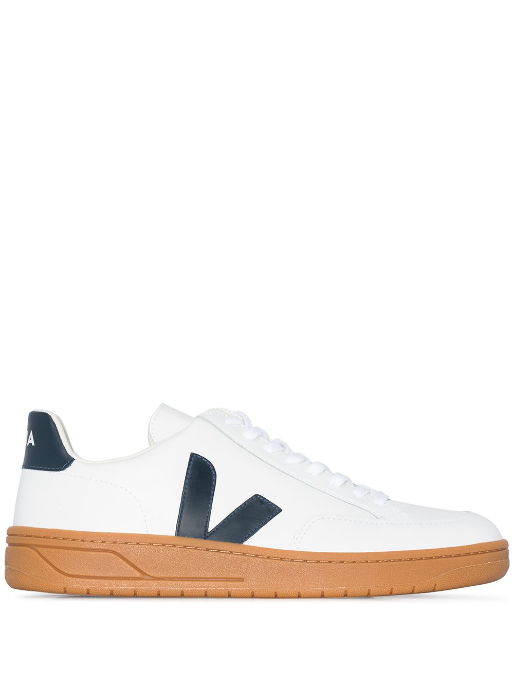 VEJA WHITE V-12 LEATHER LOW TOP SNEAKERS