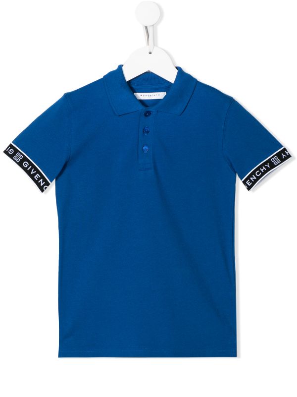 blue Givenchy Kids logo tape polo shirt 