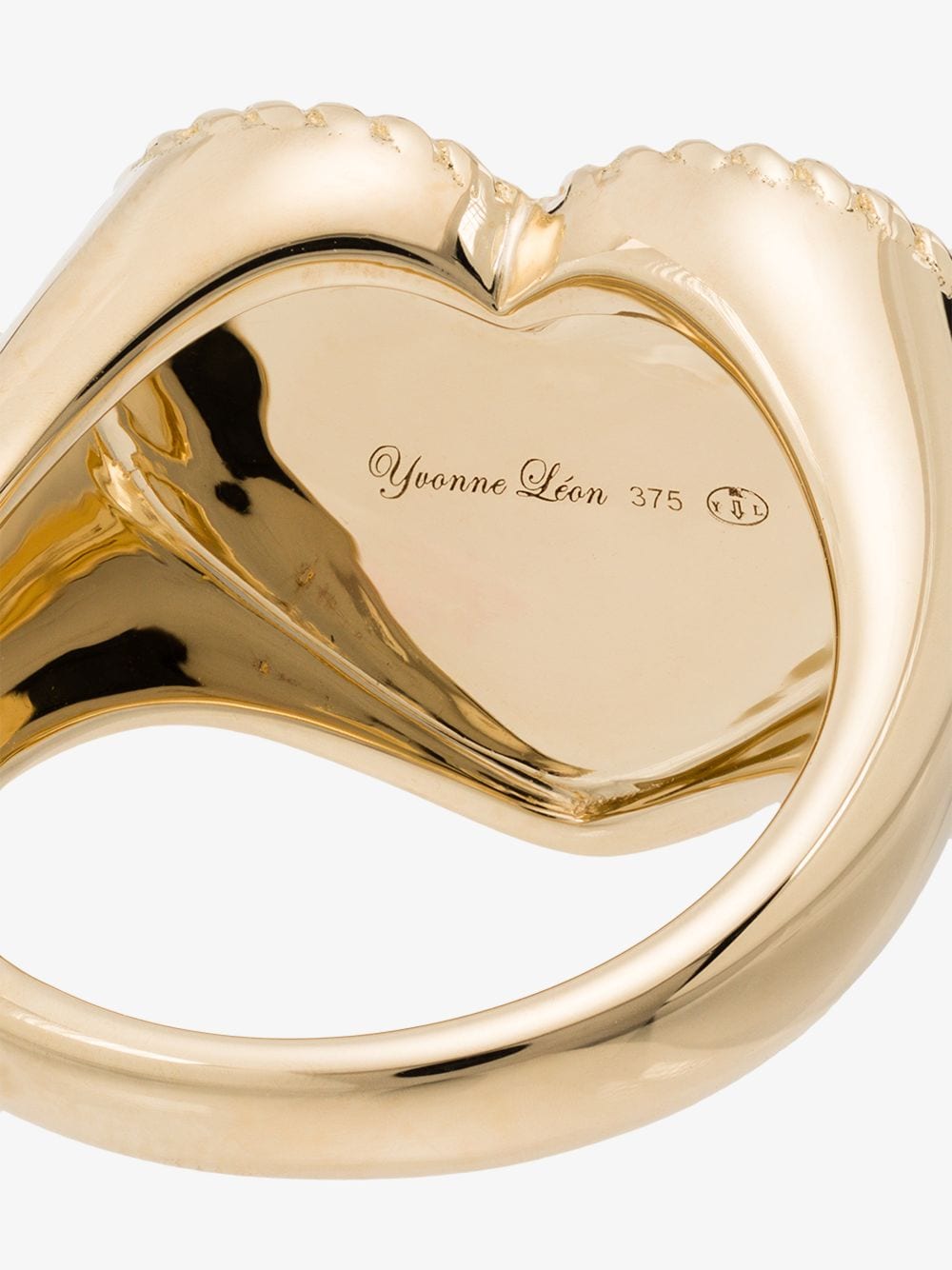 Shop Yvonne Léon 9k Yellow Gold Heart Diamond Signet Ring In Metallic