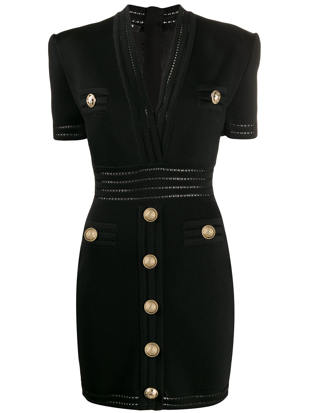 BALMAIN SHORT GOLD-TONE BUTTONS KNIT DRESS