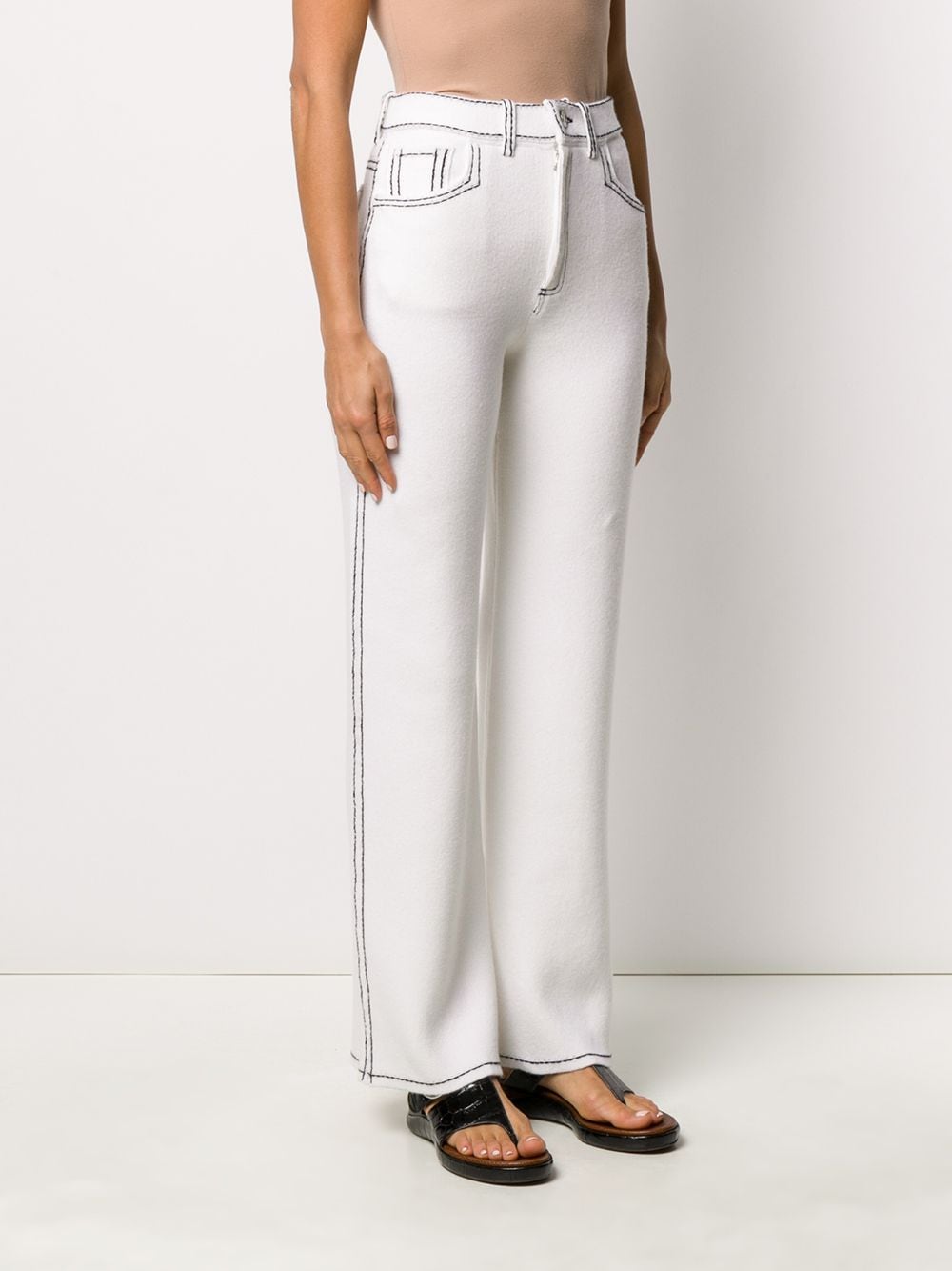 Shop Barrie denim-inspired knitted straight trousers with Express ...