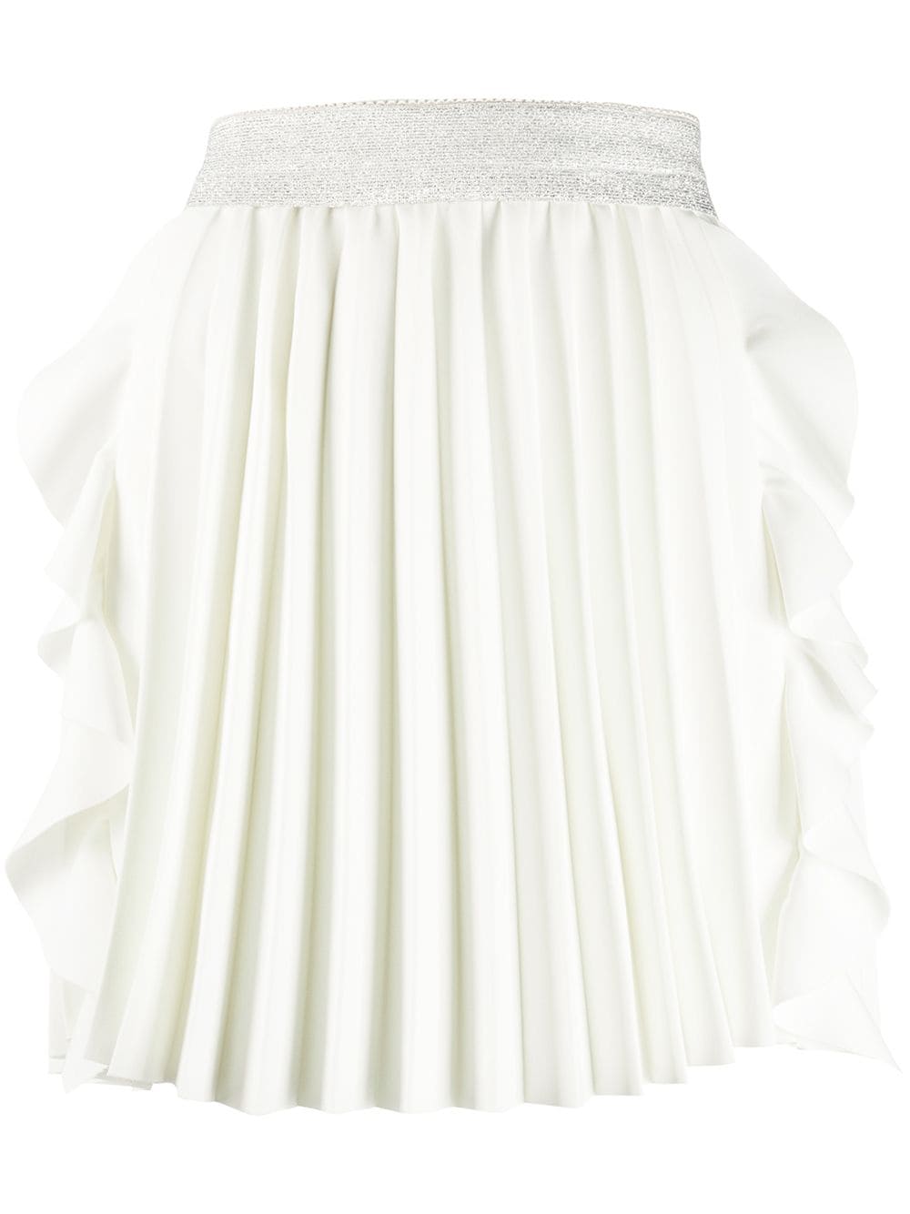 Parlor Ruffle Trimmed Pleated Skirt In White