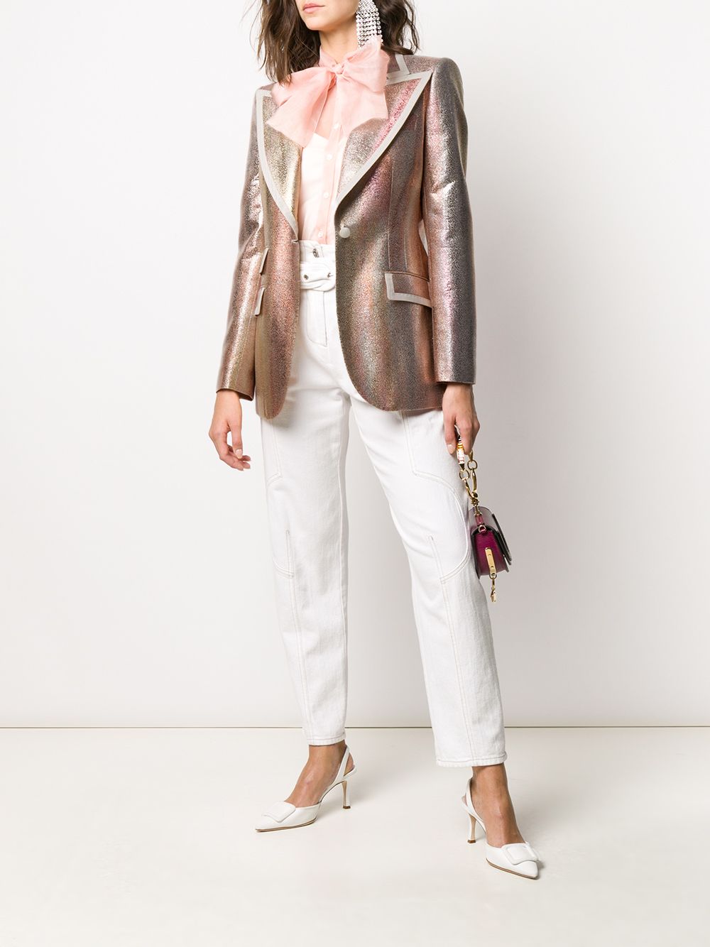 Shop Dolce & Gabbana Shimmer Tailored Jacket In Gold