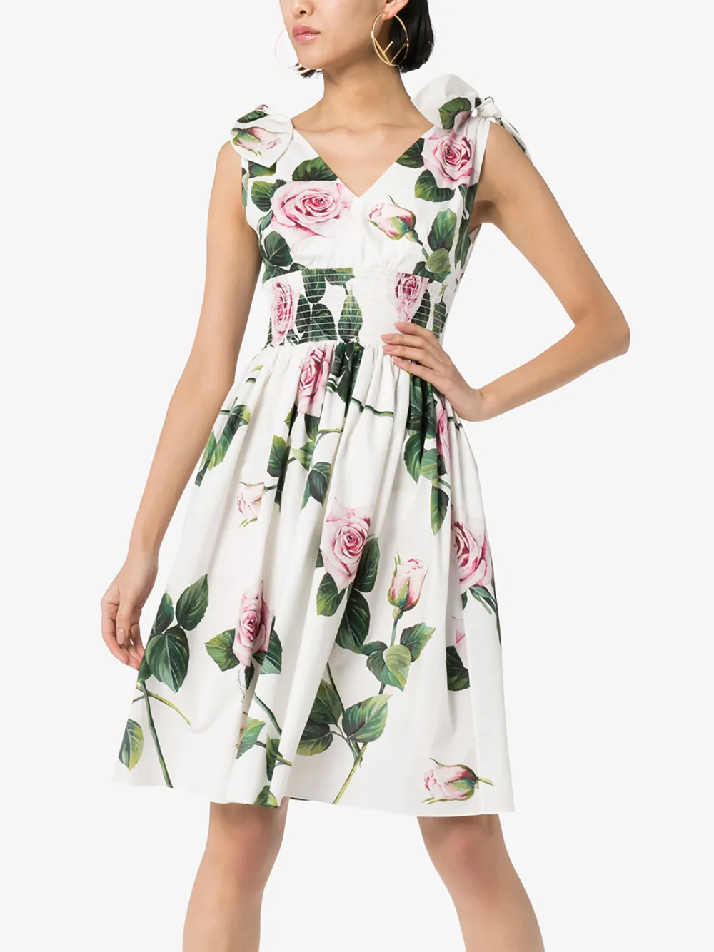 DOLCE & GABBANA DOLCE & GABBANA FLORAL FLARED MIDI DRESS,F6I0ATHS5FZ14826949