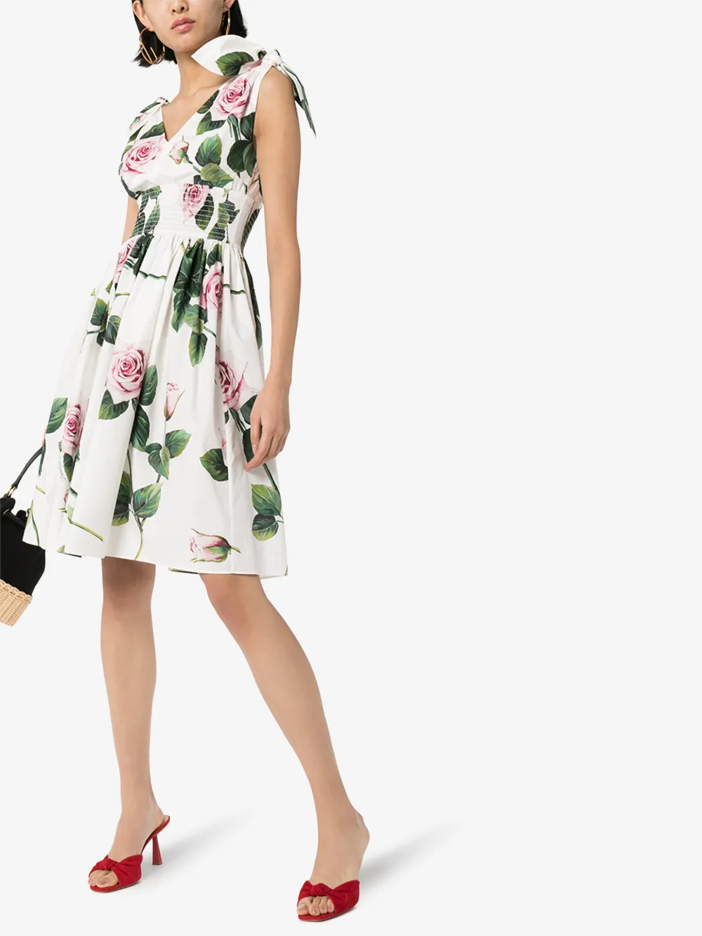 DOLCE & GABBANA DOLCE & GABBANA FLORAL FLARED MIDI DRESS,F6I0ATHS5FZ14826949