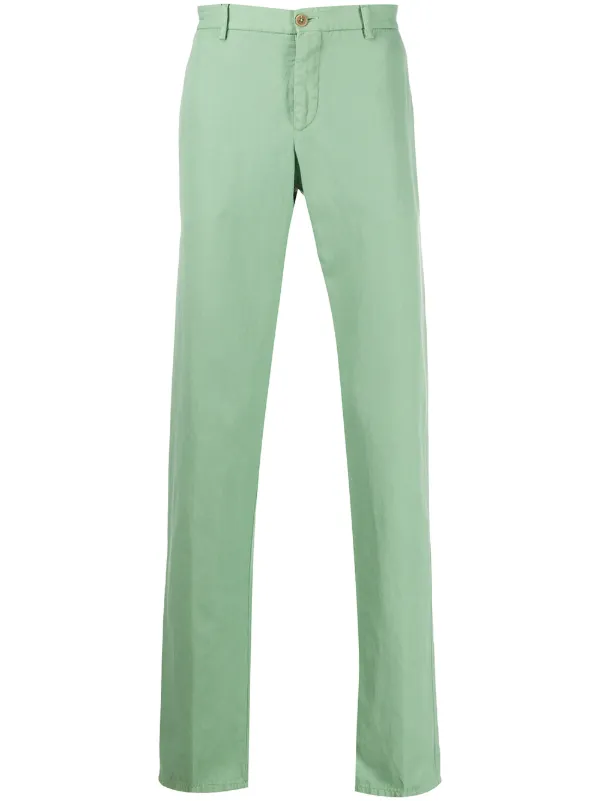 green straight leg pants
