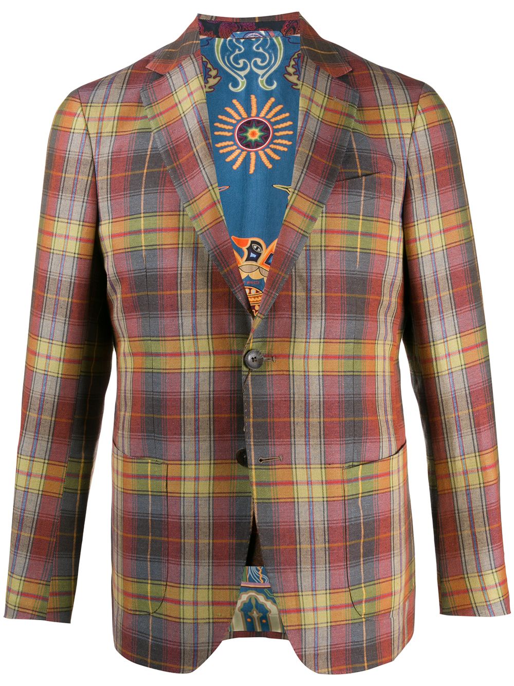 Etro Checked Single-breasted Jacket In Red