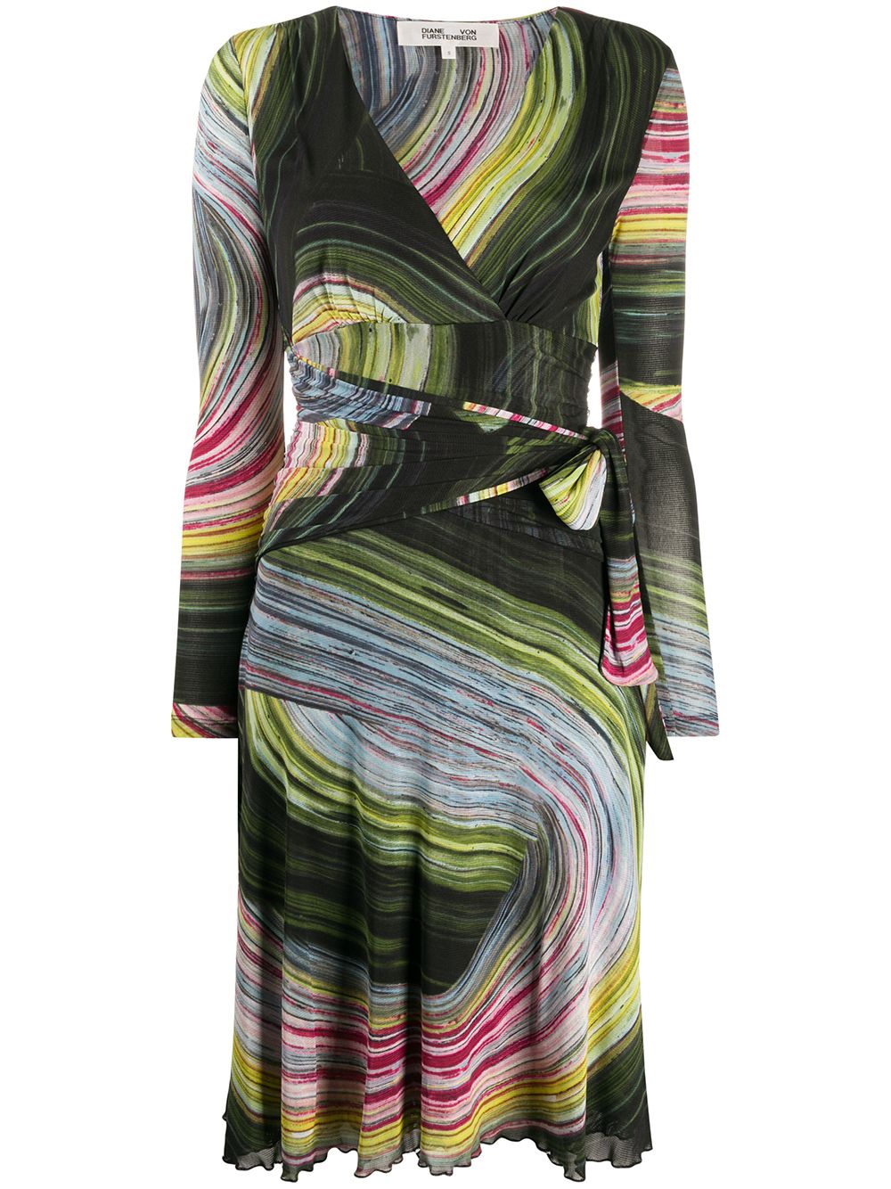 Diane Von Furstenberg Natalie Graphic Print Dress In Green