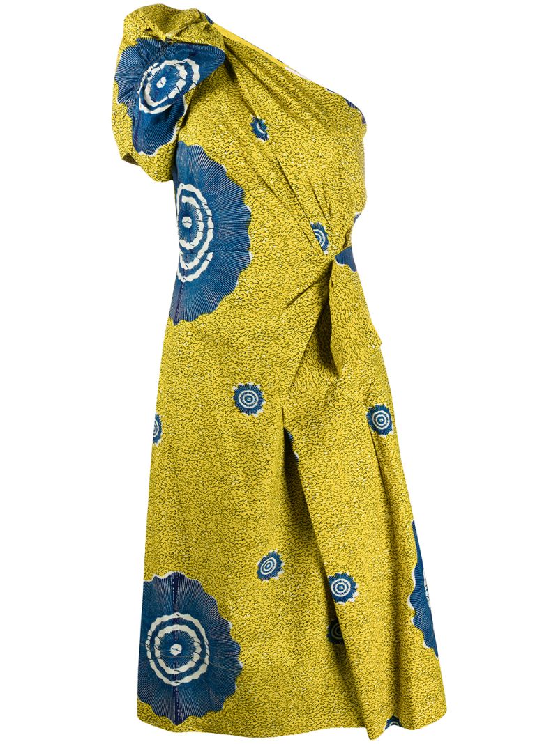 Ulla Johnson One Shoulder Draped Detail Idra Dress In Yellow | ModeSens
