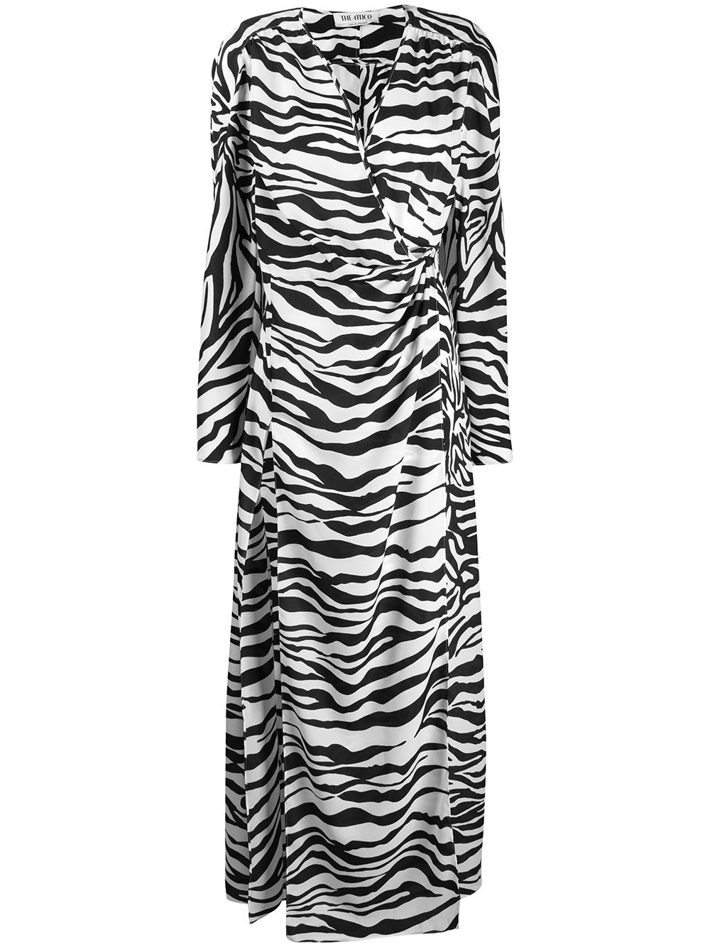 Shop Attico Zebra Print Wrap Dress In Black