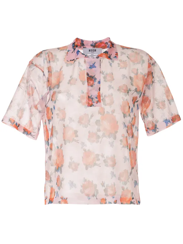sheer rose shirt