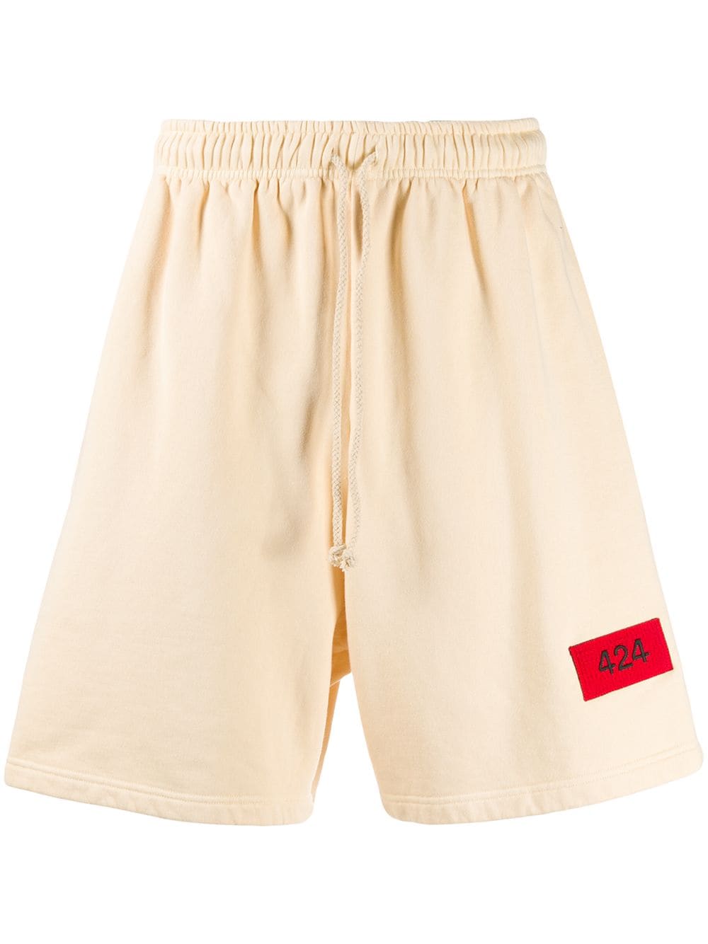 Shop 424 Drawstring Logo Jogger Shorts In Neutrals