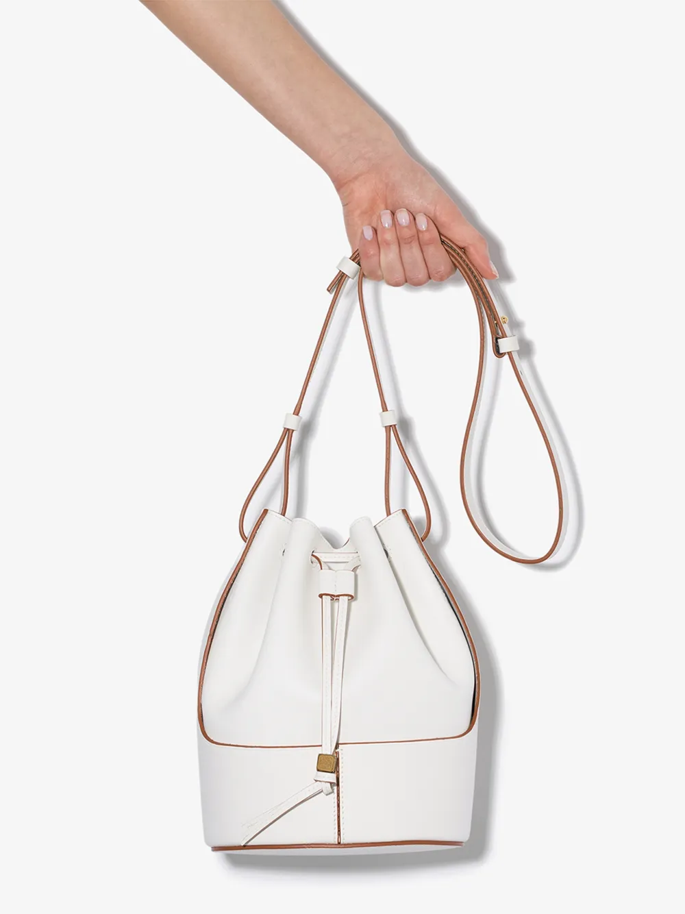 LOEWE WHITE BALLOON LEATHER BUCKET BAG,32675AC3114829795